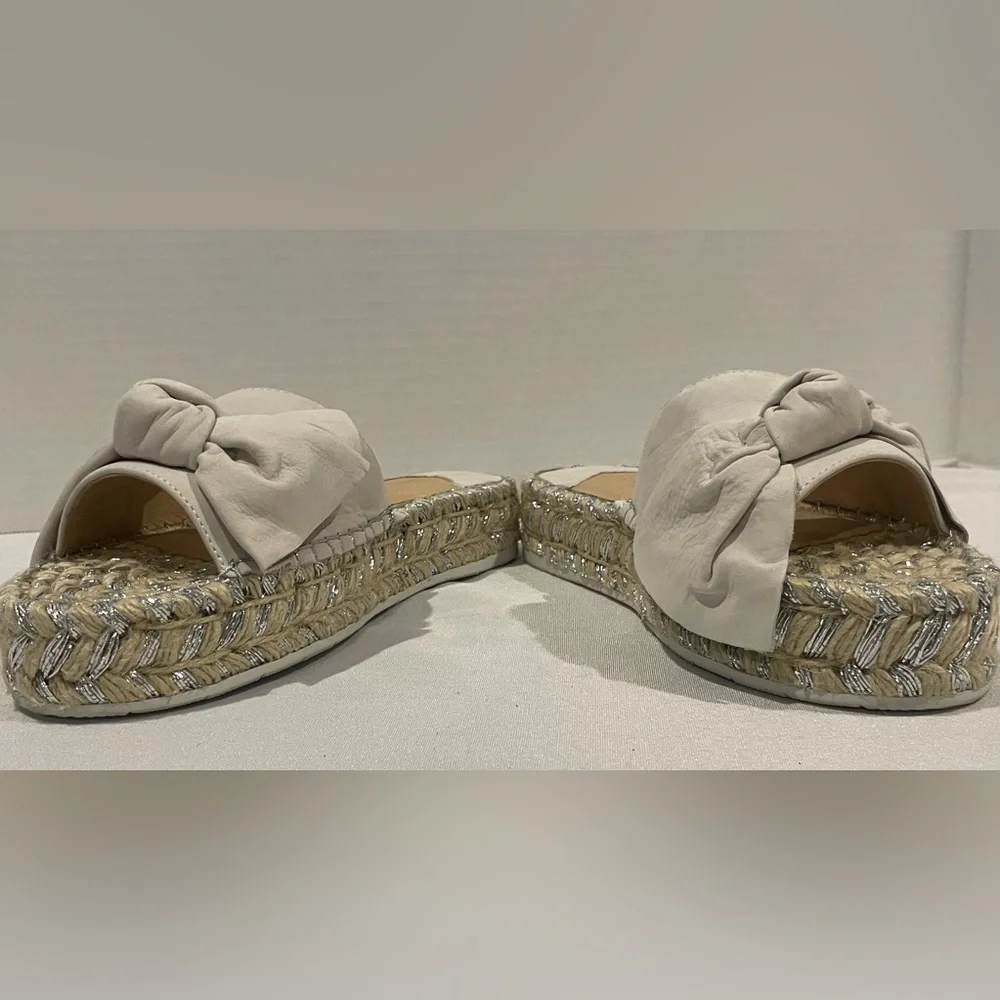 J/SLIDES Ritsy Espadrille Bow Slides Soft Gray / Silver Suede Women’s Size 8